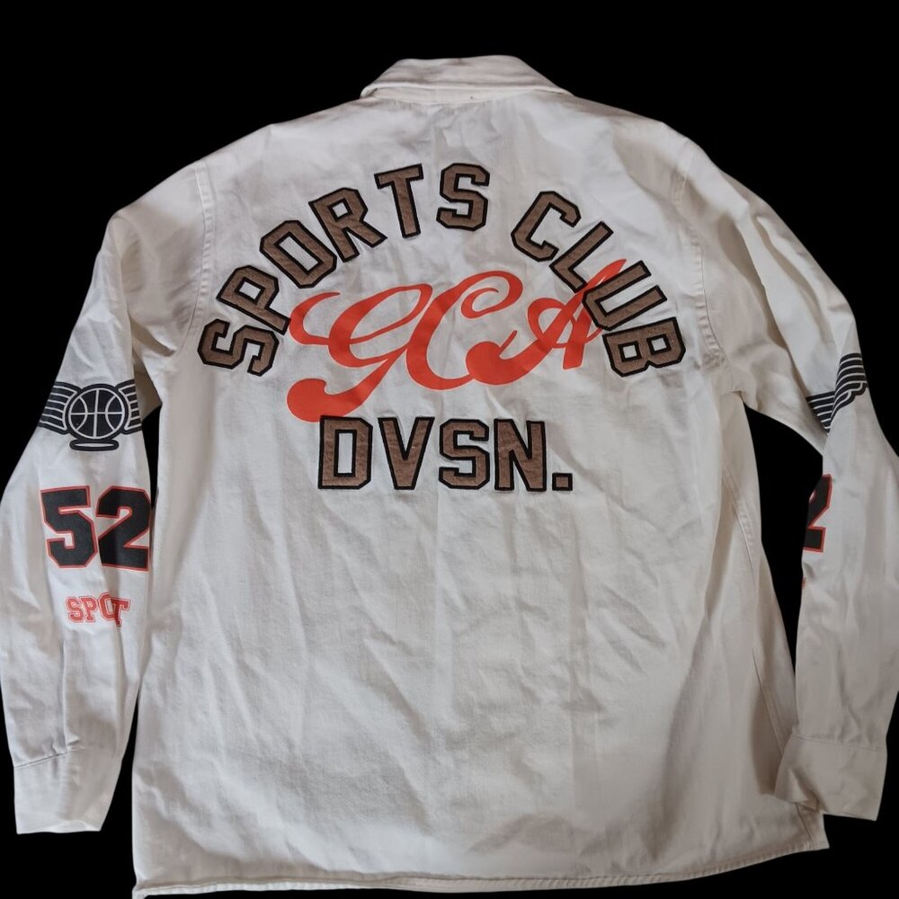 Men's Small Shirt Jacket Sports Committee BoohooMAN White Embroidered Graphics